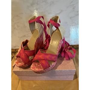 Theodora & Callum by Stuart Wetzman Platform Espadrille Wedge Sandal Sz 8M